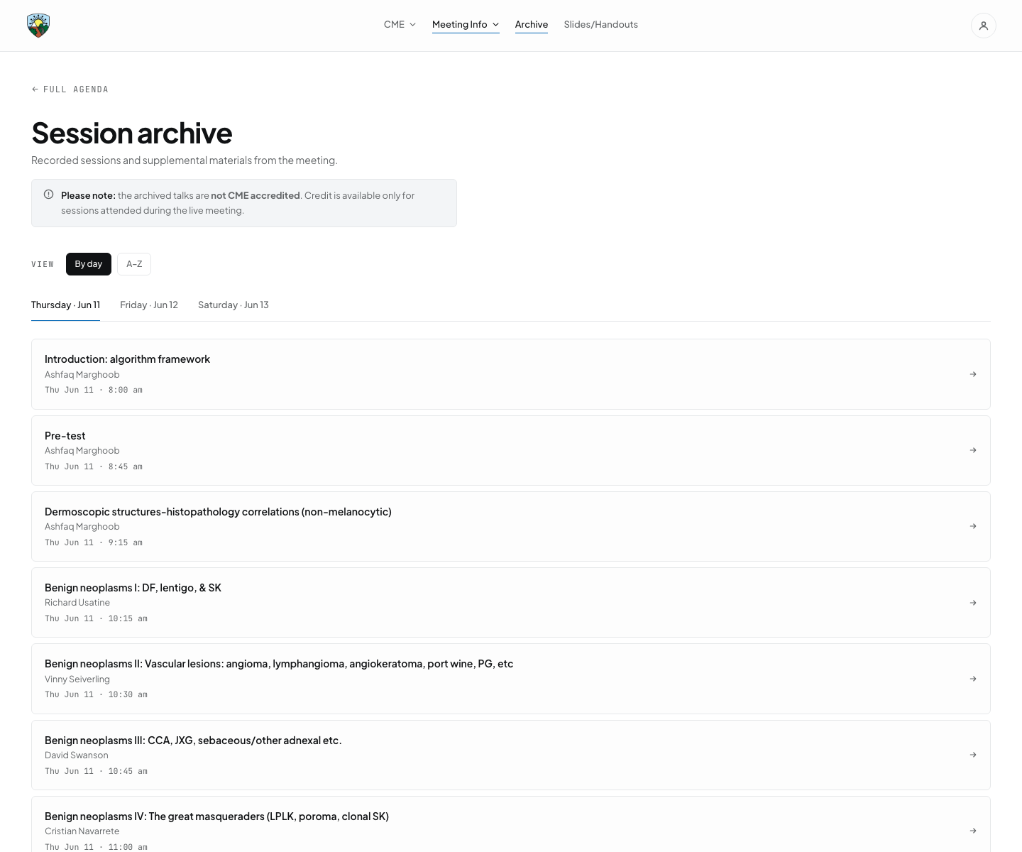 American Dermoscopy 2026 on-demand session archive listing